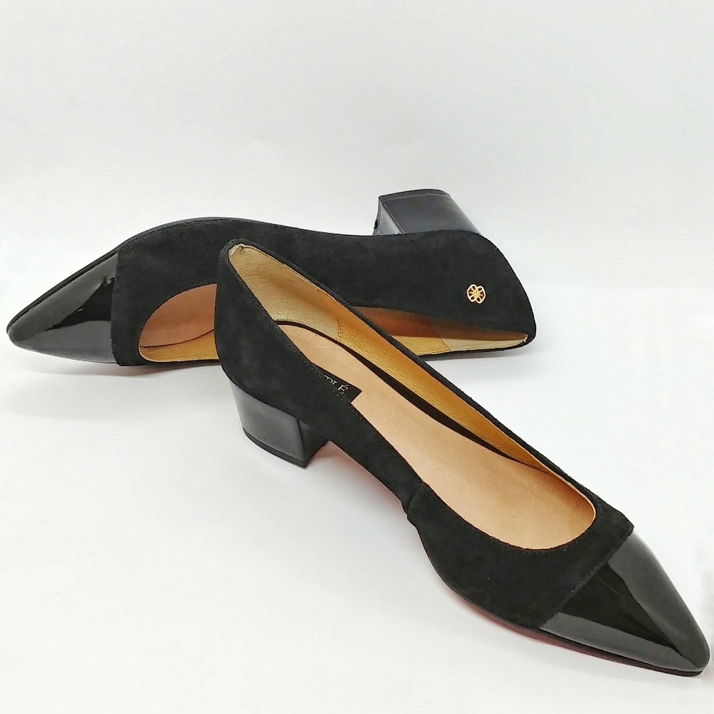 Cuple Suede & Patent Leather Mid Heel Pump sz 40
